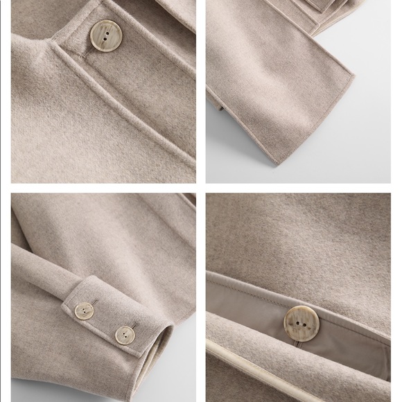 NWOT Draped-Scarf Wool Coat Short Jacket - Picture 12 of 12